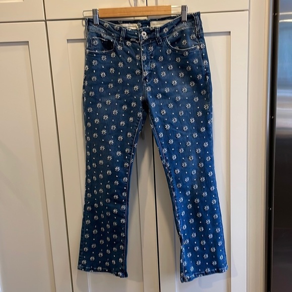 Anthropologie Pilcro Daisy Embroidery High Rise Crop Jeans - Picture 3 of 15